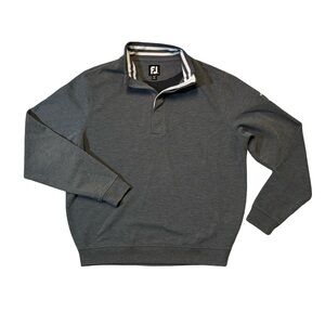 FootJoy mens M medium gray solid polyester mock button pullover sweater EUC